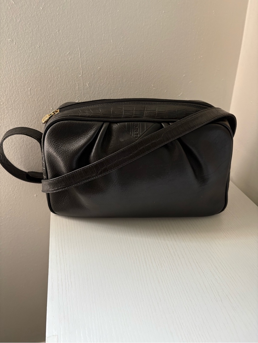 FENDI Black Leather Crossbody Bag